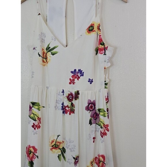 ZARA Floral Maxi Dress Womens Size Medium Cutout Open Back Lined - Picture 3 of 12